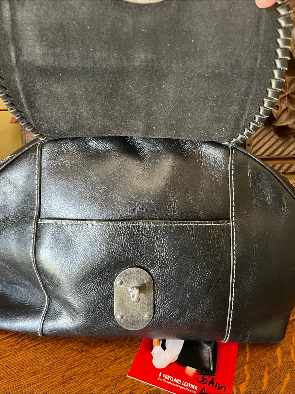 Patricia Nash Kavala Black Leather Whipstitch Satchel - Picture 2 of 12